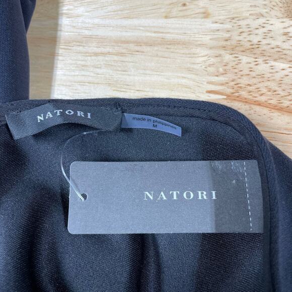 Natori NWT Mia Sanded Jersey Tie-Waist Jumpsuit Size M V-Neck V-Back Black Gray - Picture 3 of 9